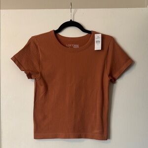 LOFT ribbed tshirt rust orange NWT